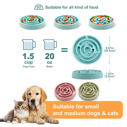 Pet Dog Slow Feeder Bowl Fun Non Slip Anti-Gulping Slower Food Feeding Dishes Eco Dog Bowl for Large Medium Small Dogs Puppy
