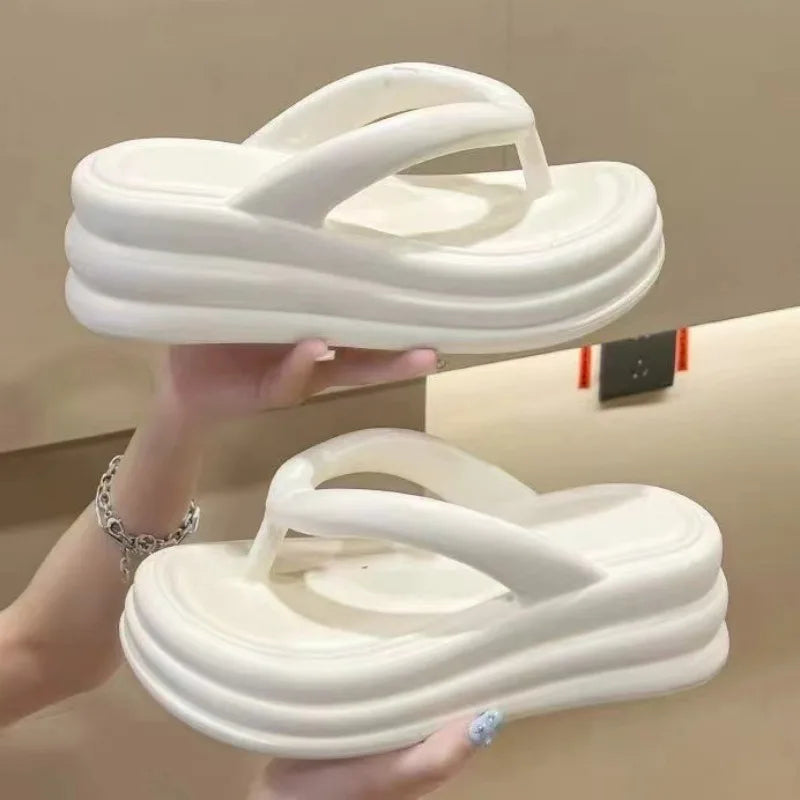 Thick Bottom Flip-flops Summer Fashion Women Slippers Soft Bottom Increase Anti-slip Anti-odor Beach Slippers Zapatos De Mujer