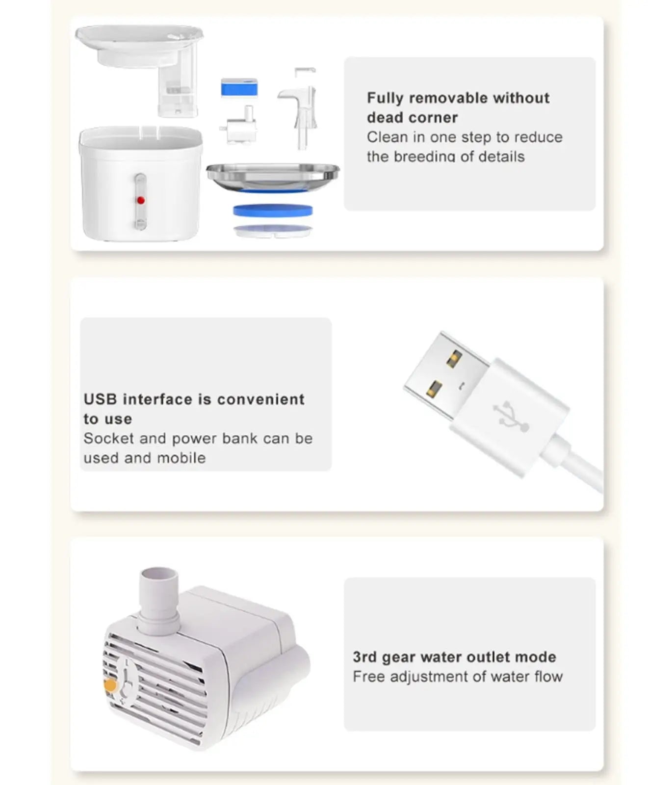 Cat Water Fountain Stainless Steel Pet Water Fountain for Cats Inside 1Filters&Ultra-Quiet Pump 2.2L/73oz Dog Pet Water Fountain