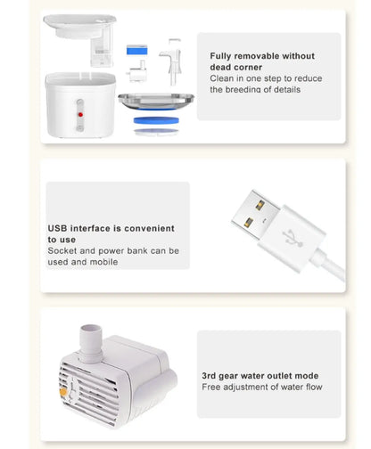 Cat Water Fountain Stainless Steel Pet Water Fountain for Cats Inside 1Filters&Ultra-Quiet Pump 2.2L/73oz Dog Pet Water Fountain