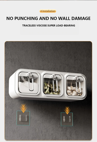 Kitchen Seasoning Box Wall Mounted Organizer Boxes Condiment Door Storage and Organization Jars for Spices Home Gadgets & Garden