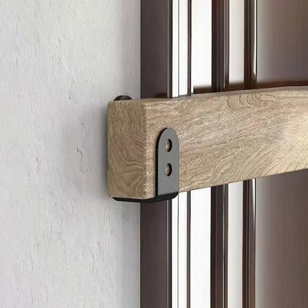 2 Pcs Metal Open Rod Support U-bracket Anti-slip Detachable Door Safety Barricade Support Door Barrier Protection Black