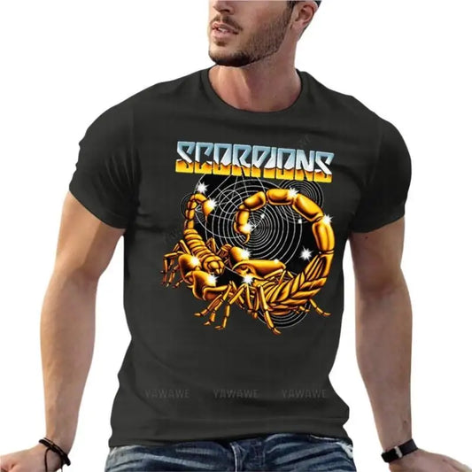Scorpions Rock Heavy Metal Band Logo Oversized T-Shirt Branded Mens Clothes 100% Cotton Streetwear Large Size Tops Tee