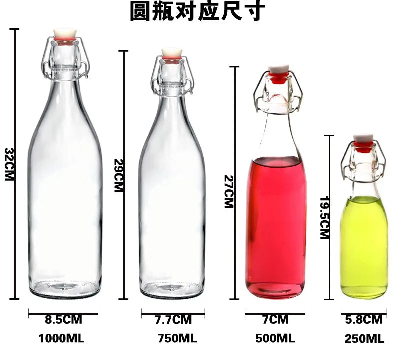 Enzyme Bottle,Bartender Tool,Fresh Lemon Lime Kitchen Oil Bottle,Jars With Lid Seal Buckle Plastic Storage Container Glass
