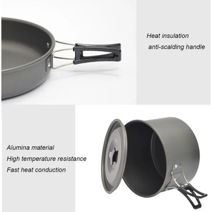 Camping Cookware Set for 1-7 Persons, Lightweight and Portable Pot and Pan with Carrying Bag, Perfect for Outdoor Camping