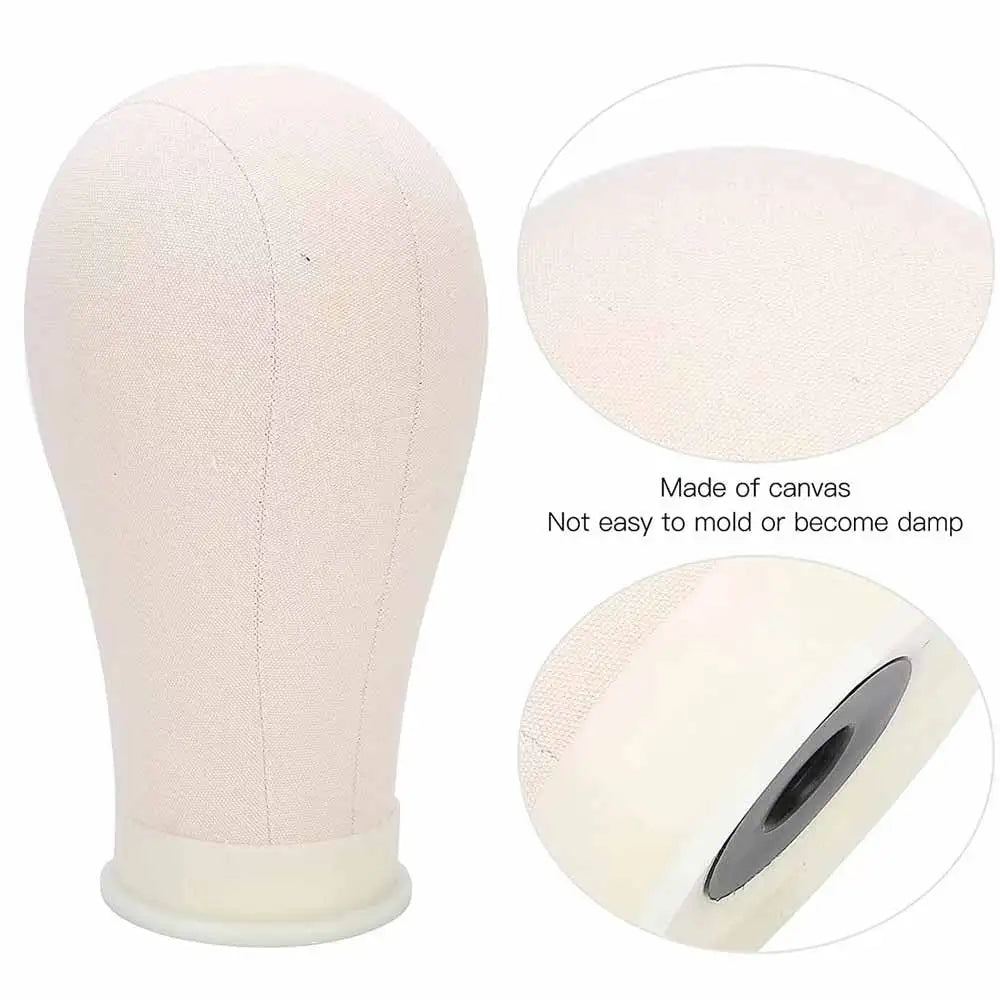 Canvas Block Head Mannequin Wig Head, Wig Stand Tripod with Head, Mannequin Head Wig Display Styling Head, Manikin Block Head