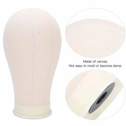 Canvas Block Head Mannequin Wig Head, Wig Stand Tripod with Head, Mannequin Head Wig Display Styling Head, Manikin Block Head