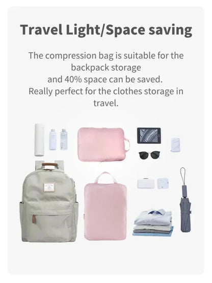 1pc Portable Travel Compression Packing Cubes Bag Suitcase Clothes Organizers Waterproof Luggage Storage Cases Drawer Bags
