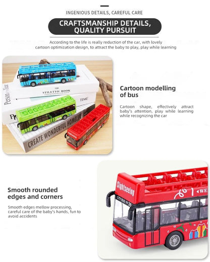 15CM Alloy Simulation Bus Car Model Children's Toy Pull Back Bus Inertia City Car Early Education Toy for Boy Girl Birthday Gift