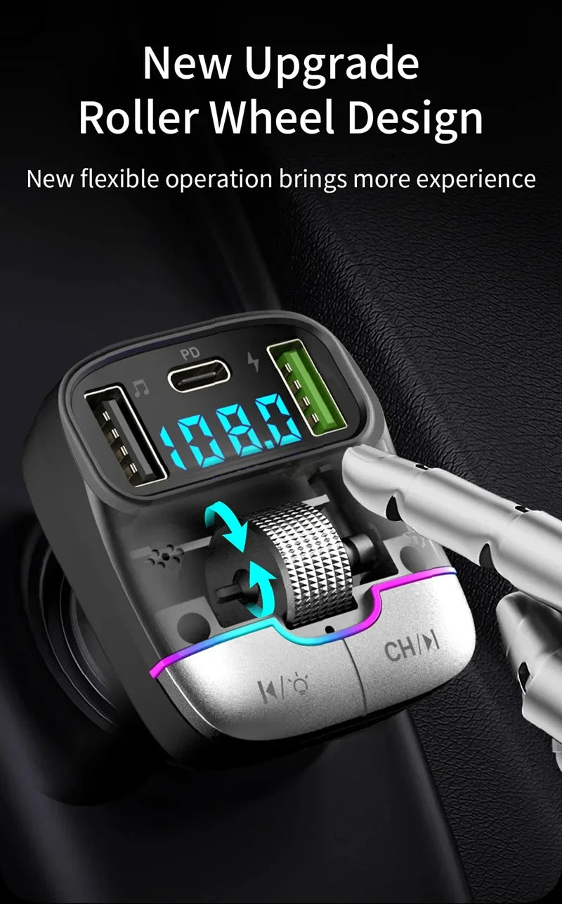 Xiaomi FM Transmitter Bluetooth 5.4 Hands-Free Portable Car AUX Radio Modulator MP3 Player with Fast Charging Adapter