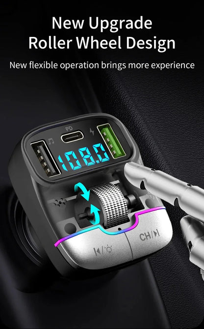 Xiaomi FM Transmitter Bluetooth 5.4 Hands-Free Portable Car AUX Radio Modulator MP3 Player with Fast Charging Adapter