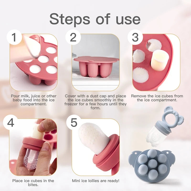 Baby Fruit Feeder Food Grade Silica Gel Pacifier Silicone Teething Nipple Feeding Grind Fruits Vegetable for Baby's Meal Feeding