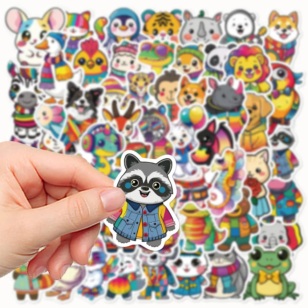 55 Pcs Cute Cartoon Animal DIY Notebook Stationary Decor Stickers for Kids Gifts