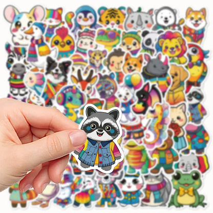 55 Pcs Cute Cartoon Animal DIY Notebook Stationary Decor Stickers for Kids Gifts