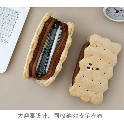 Creative Simulation Sandwich Biscuit Pencil Bag Kawaii Plush Pencil Bag Student Stationery Storage Bag Student Supplies