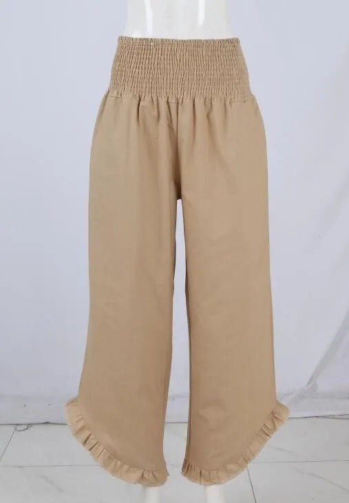 Summer Womens Palazzo Pants Summer Casual Flowy Wide Leg Trousers Beach Travel Vacation Outfits All Match Loose Baggay Pants