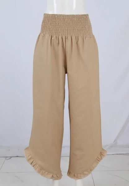 Summer Womens Palazzo Pants Summer Casual Flowy Wide Leg Trousers Beach Travel Vacation Outfits All Match Loose Baggay Pants