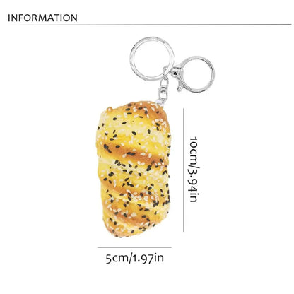 Simulated Bread Keychain Butter Bread Fidget Toys Coconut Bread Keyring Pop It Game Squeeze Butter Bread Model Food Pendant