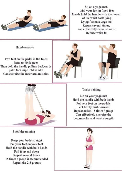 Four-Tube Pedal Tensioner Multi-Functional Household Fitness Equipment Yoga Abdominal Strengthening Elastic Band Tension Rope