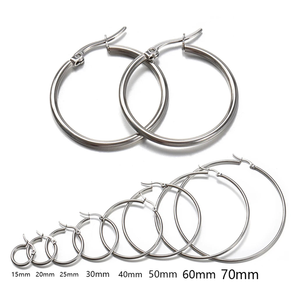 10pcs Open Earrings Circle Stainless Steel Earring Hooks 20-40mm Loop Base Ear Ring