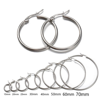 10pcs Open Earrings Circle Stainless Steel Earring Hooks 20-40mm Loop Base Ear Ring