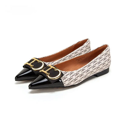 CHCH Women's Lefu Shoes New Spliced Pointed Anti slip Flat Casual Shoes Business Shoes