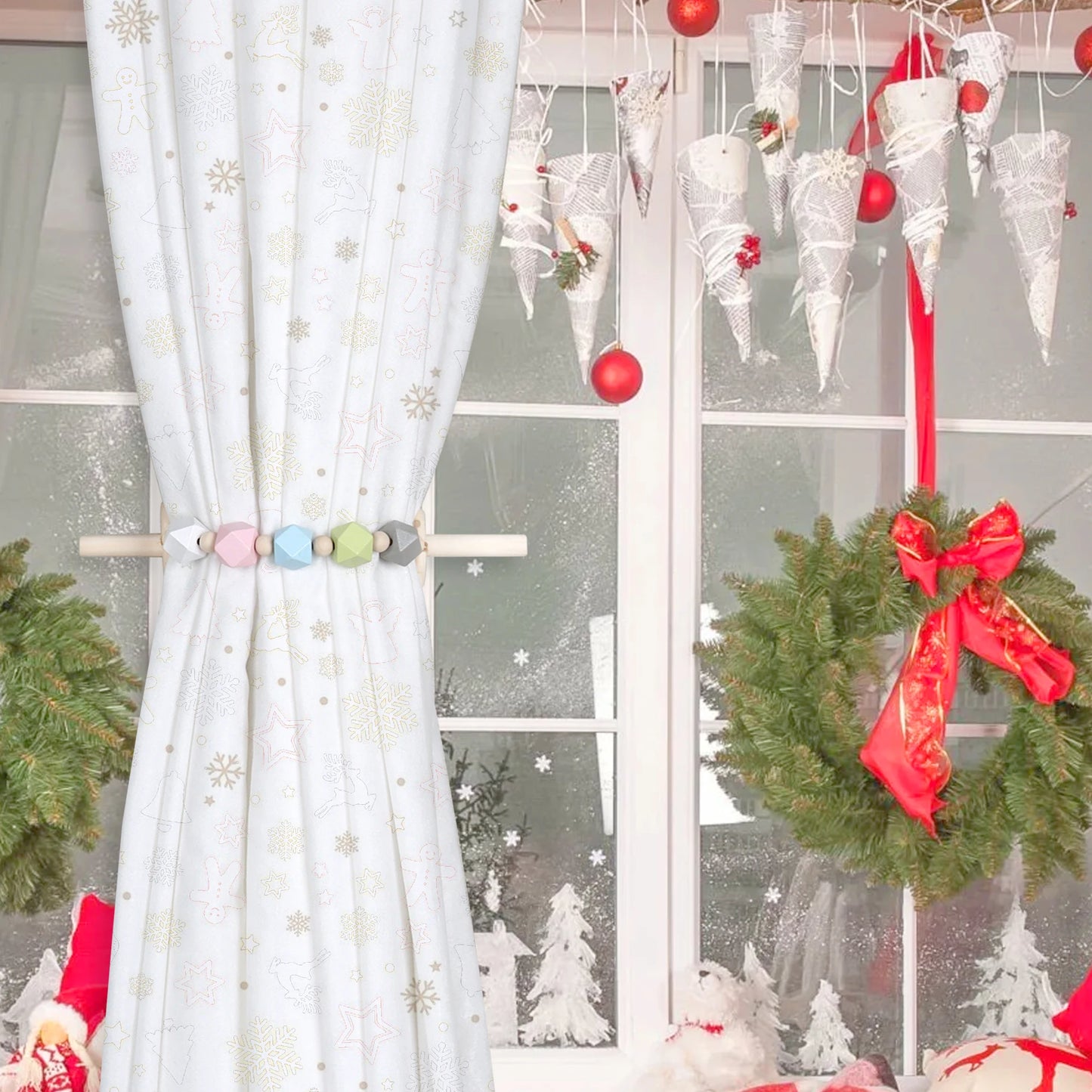 Wooden Curtain Holder Curtain Tieback Hanging  wooden Curtain rope Ball Tie Back Curtain Straps Home Decoration