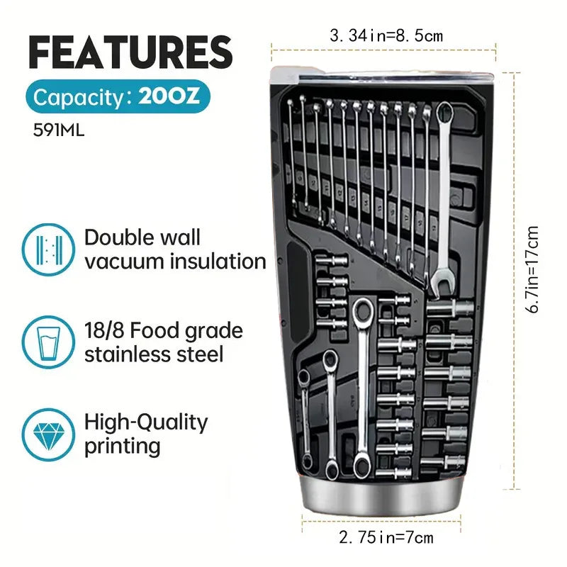 1 Piece 20 oz Insulated Stainless Steel Car Cup with Spill-Proof Lid and Removable Straw Suitable for Cold Drink, Camping, Travel, Unique Holiday Gift