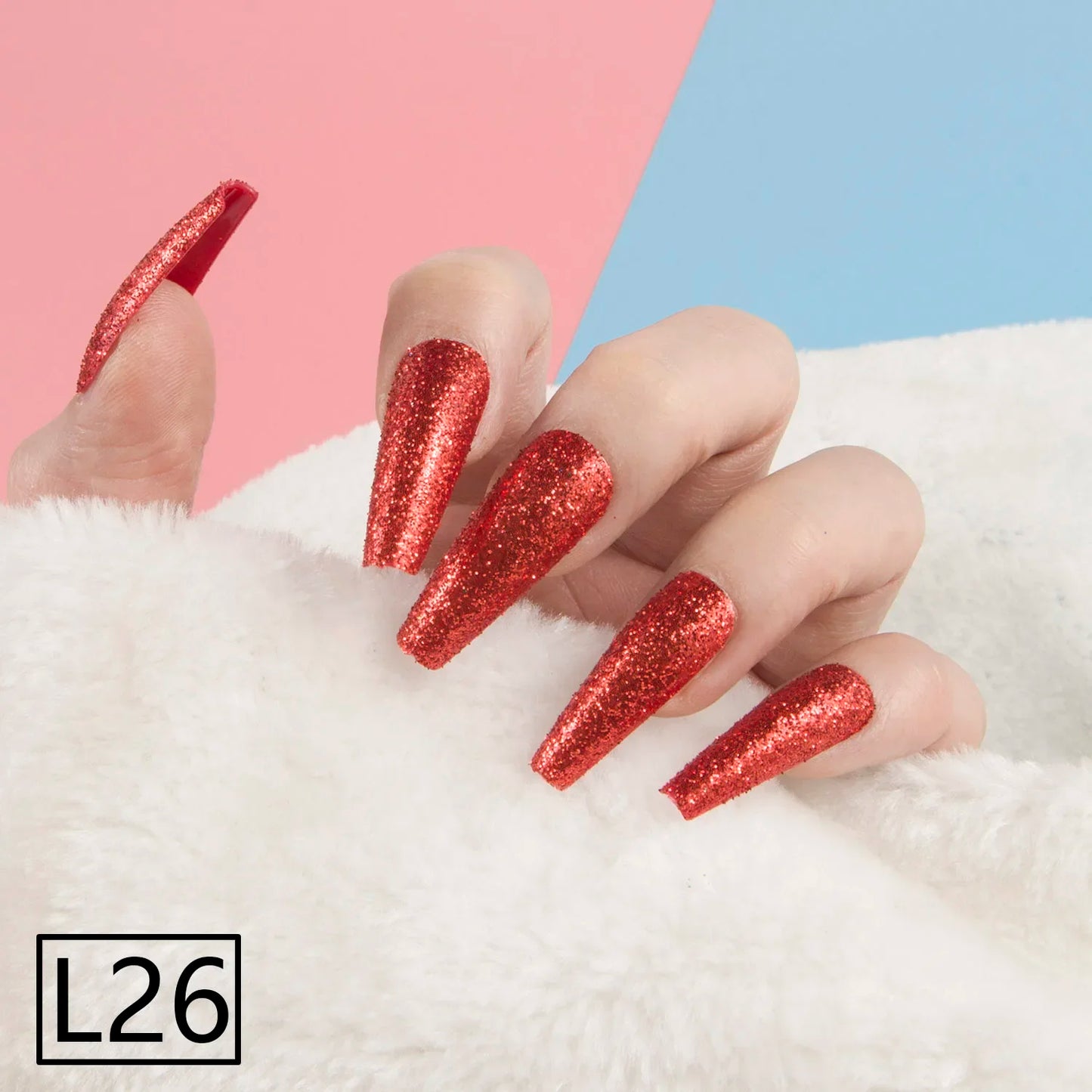 1 Set Glitter False Nail Tips Full Cover Ballerina Fake Nail Tips Press on Nail Tips Coffin