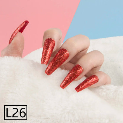 1 Set Glitter False Nail Tips Full Cover Ballerina Fake Nail Tips Press on Nail Tips Coffin