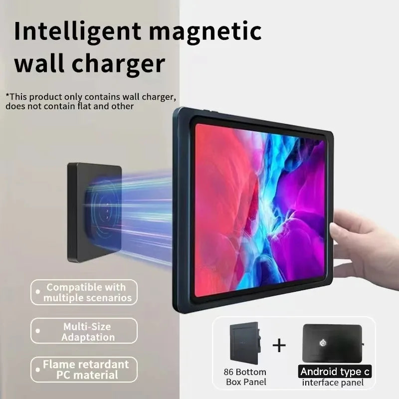 New Wall Tablet Mounted Wireless Charger Wall charging Socket Tablet Magnetic Bracket Holder for Universal Tablet Android iPad