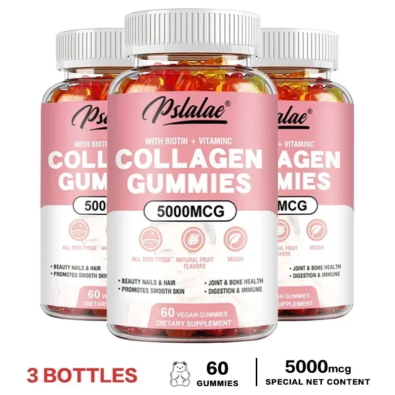 Collagen Gummies - Promotes Hydrated Skin, Healthy Hair, Stronger Nails, Reduces Wrinkles, and Improves Immunity Vegan
