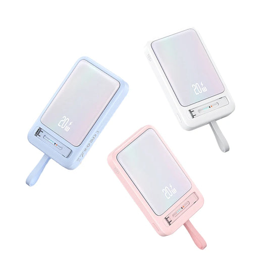 Power Bank with Data Cable Magnetic Power Bank For iPhone 15 Mobile Phone Wireless Fast Charging PD20W With Holder Power Bank