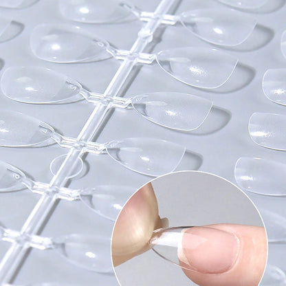 240PCS Short Almond Nail Tips Soft Gel Pre-Shaped Acrylic Nail Tips Half Matte Full Cover Nail Tips Clear Gelly Press on Nail