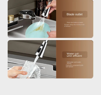 Nano 304 Stainless Steel Sink Waterfall Large Single Slot Kitchen Sink Vegetable Sink Stainless Steel Sink Household Sink