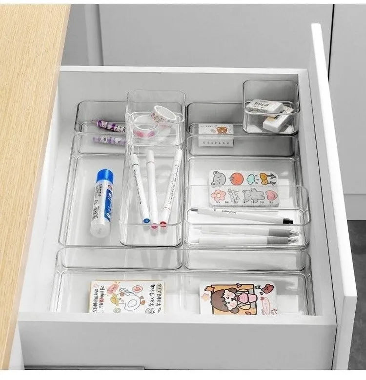 Clear Drawer Organizer Boxes Transparent Plastic Storage Box Desktop Acrylic Box Jewelry Makeup Cosmetic Organizer Drawer Box