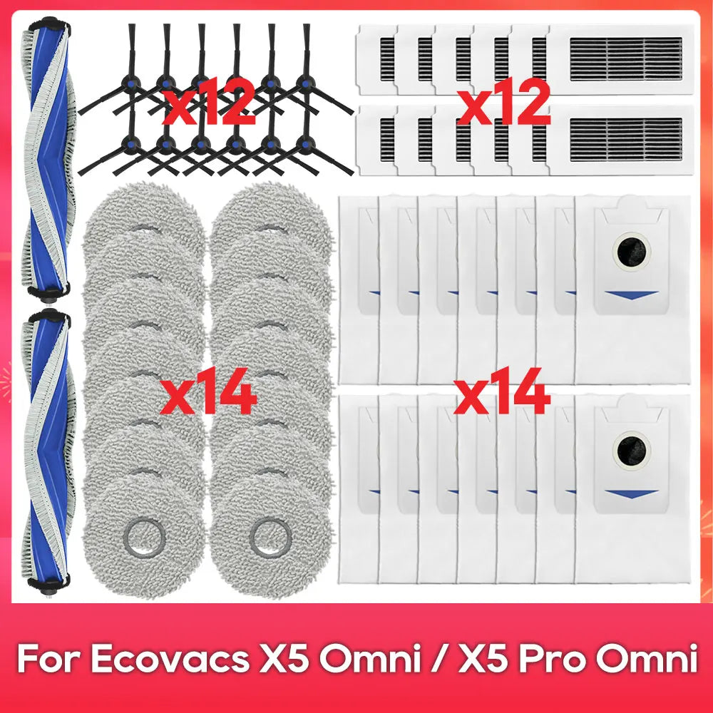 Fit For ( ECOVACS X5 OMNI / X5 PRO OMNI ) Part Accessories Main Side Brush Filter Mop Cloth Dust Bag Robot Vacuum Cleaner Kit