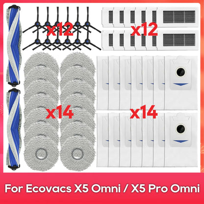 Fit For ( ECOVACS X5 OMNI / X5 PRO OMNI ) Part Accessories Main Side Brush Filter Mop Cloth Dust Bag Robot Vacuum Cleaner Kit