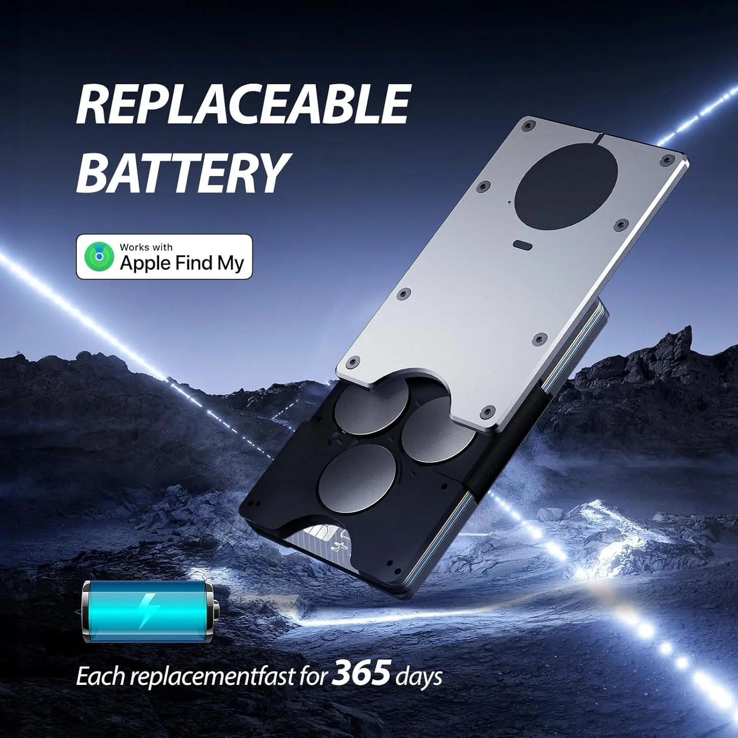 RFID Blocking Credit Card Holder, Slim Wallet For Men, Compatible with Find My iOS Only, Detachable Money Clip