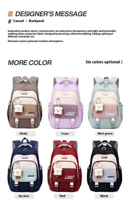 Girls Backpack for School Kawaii Bookbag for Teenage Multiple Pockets School Bag for Primary Elementary Middle School, Age 6-14
