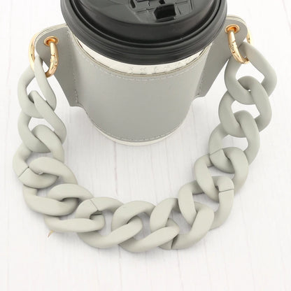 Reusable Leather Cup Coffee Sleeve with Chain Hot Coffee Iced Coffee Sleeve Leather Drink Carrier For Coffee Drinks Coffee Purse