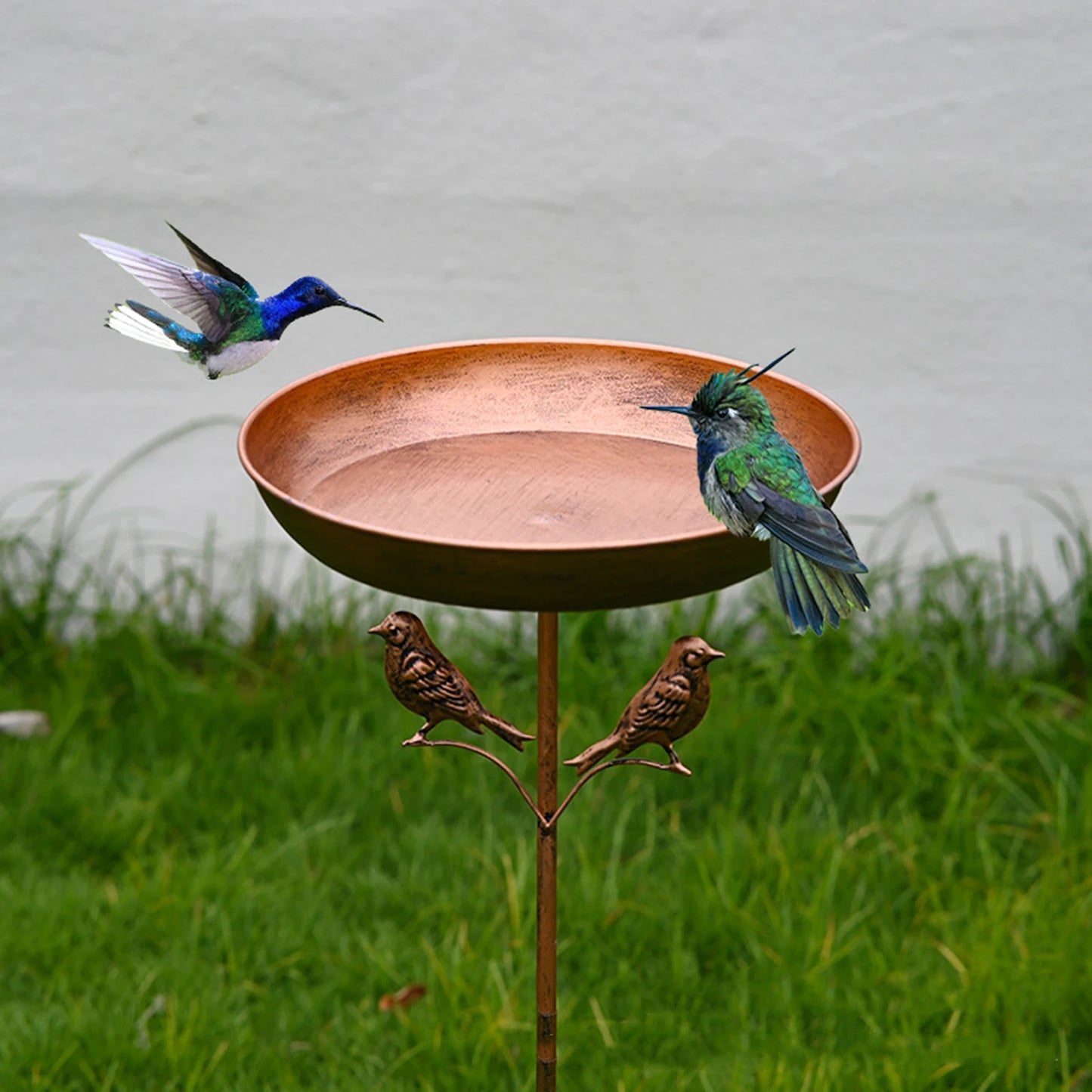 Bird Bath Feeder Bowl 5-Pronged Base Metal Bird Feeder Freestanding Birdbath for Yard Patio Outdoors Garden Iron Pedestal Stake