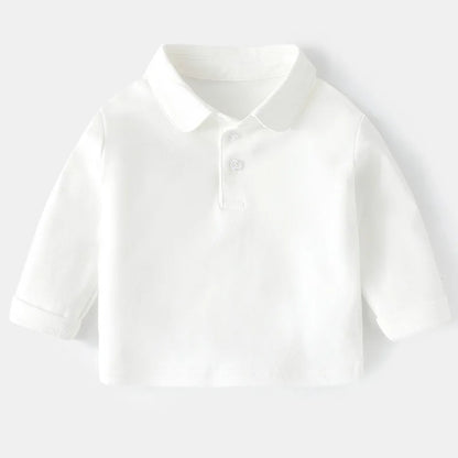 Ins Infant Babys Boys Polo Shirts Autumn Solid Long Sleeve Little Boy Sundershirt Casual Turn Down Collar Toddler Kids Boys Tops
