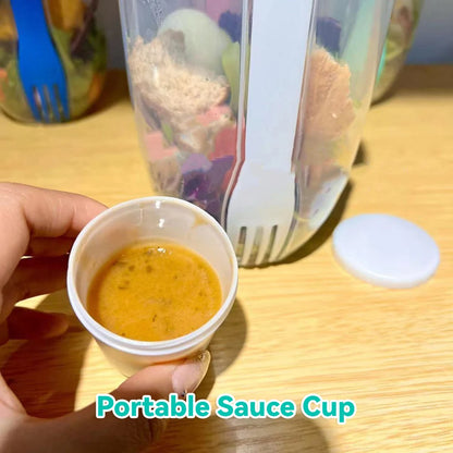 1pc White/Green Portable Bottle Salad Container Bottle-Shaped Bento Salad Bowl For Lunch Salad Box With Fork Salad Bowl