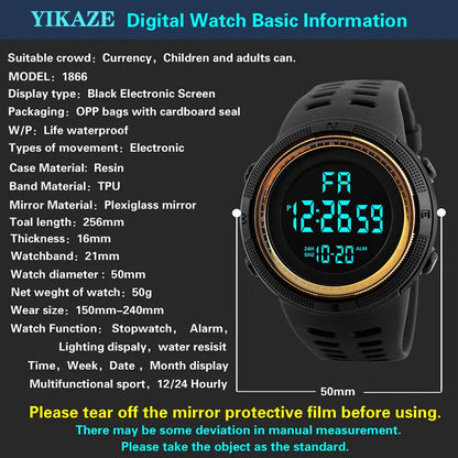 Electronic Watch For Mens Military Sports Watches Luminous Multifunction LED Digital Wristwatch for man kids Boy Student Teen