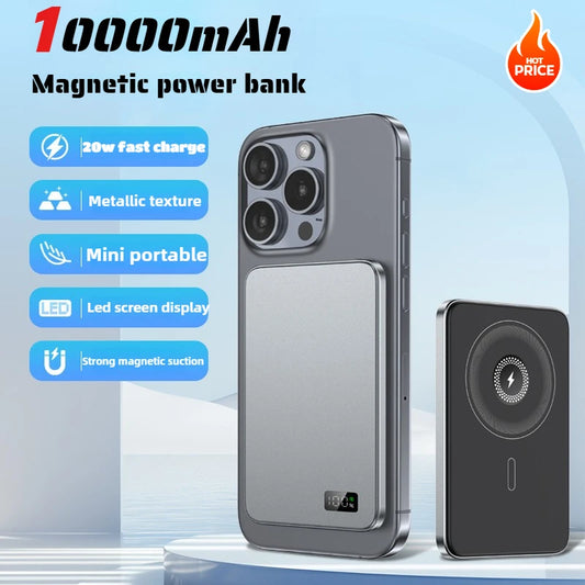 Wireless Magnetic Power Bank 10000mAh External Battery Mini PowerBank with Digital for Magsafe IPhone 15 14 13 12 11 Poverbank