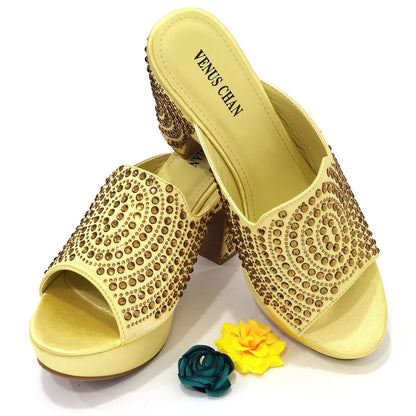 Purple Color Wedding Shoes Woman Open Toe Ladies Sandals Shoes Party Wedding Shoes Decorated with Rhinestone New Arrival Shoes