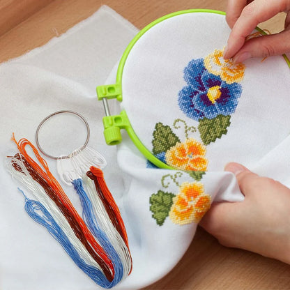 20Pcs Acrylic Bobbins Organizers Cross Stitch Tread Holder & Metal Ring Thread Bobbins Organizers for Sewing Storage DIY Crafts