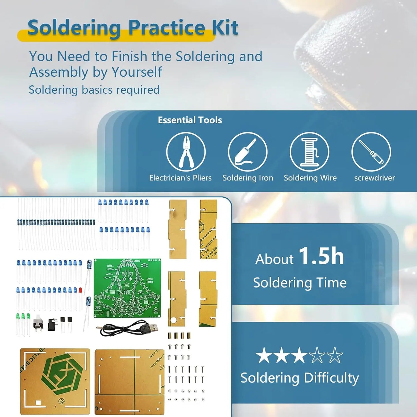 EI Electronic Wind Chimes - Twinkle Swinging Wind Chime Light kit Soldering Project Electronic Hands-on Learning DIY Electronic