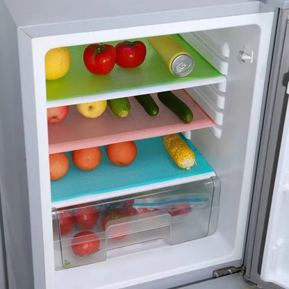4PCS Refrigerator Pad Home Kitchen Placemat Drawer Shoe Cabinet Shelves Waterproof Dustproof Can Be Cut Fridge Pad